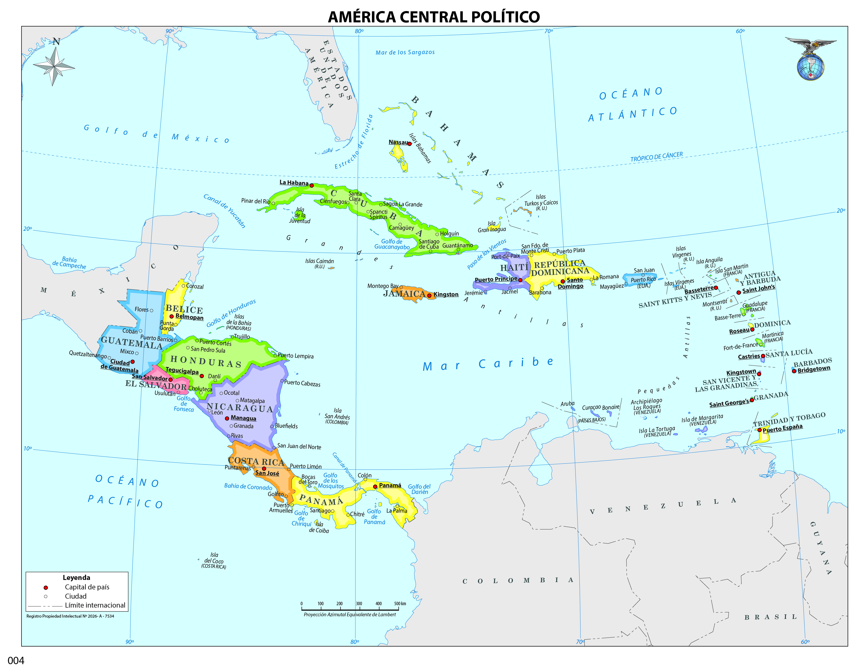 Mapa América Central político