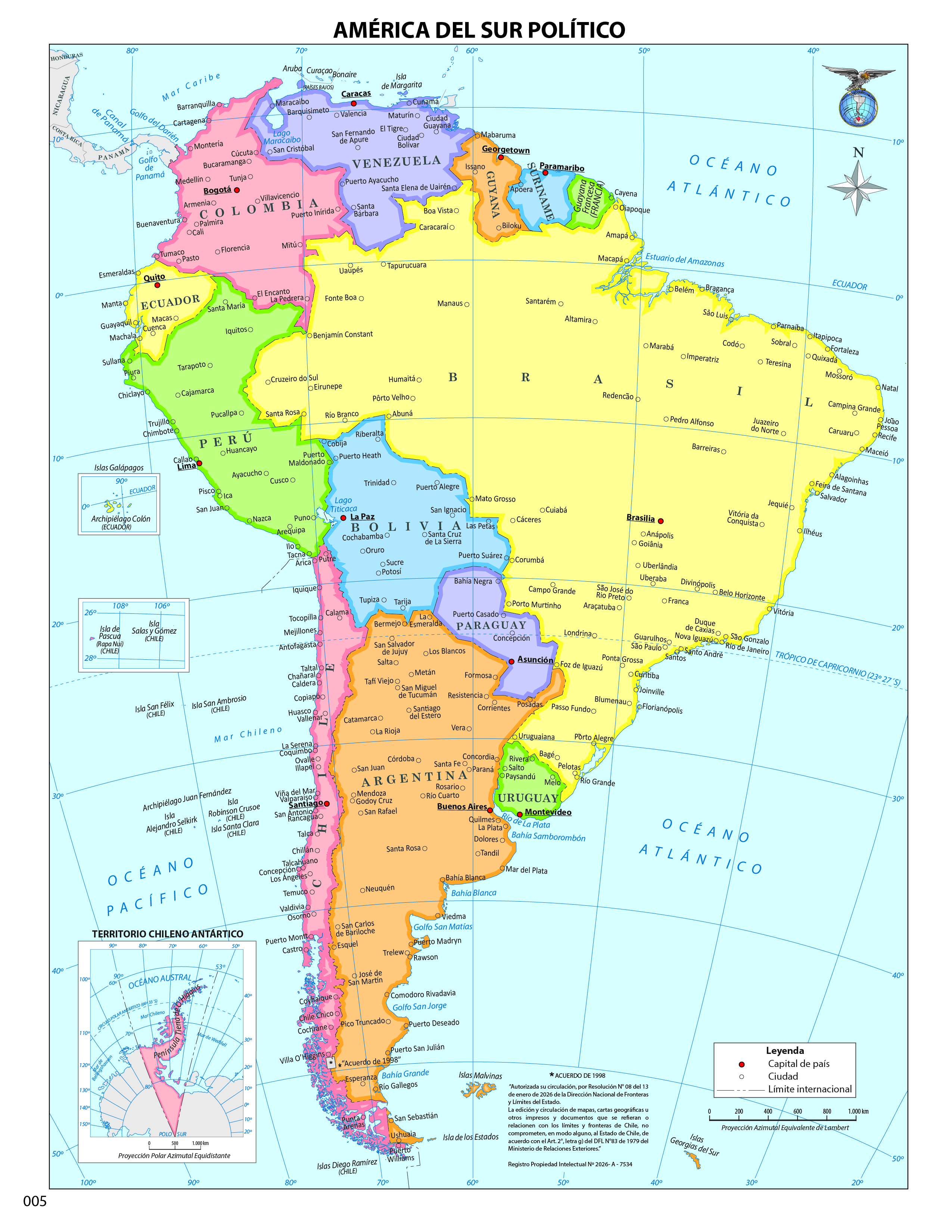 Mapa América del Sur político