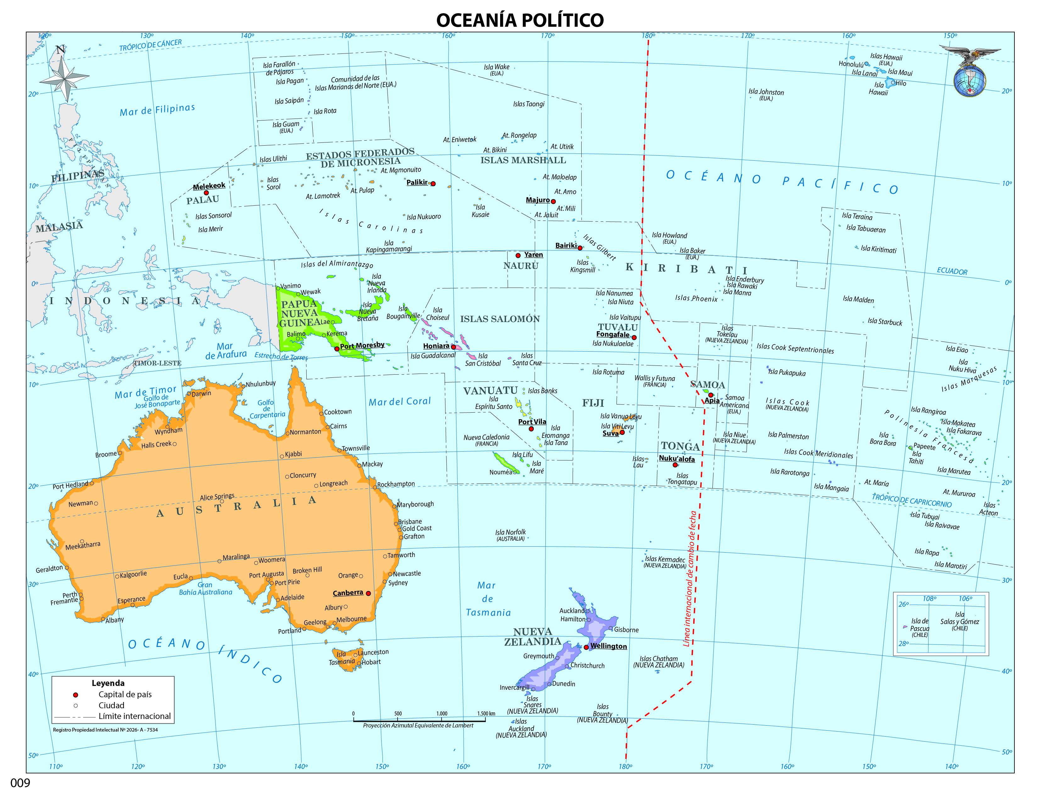 Mapa Oceanía político