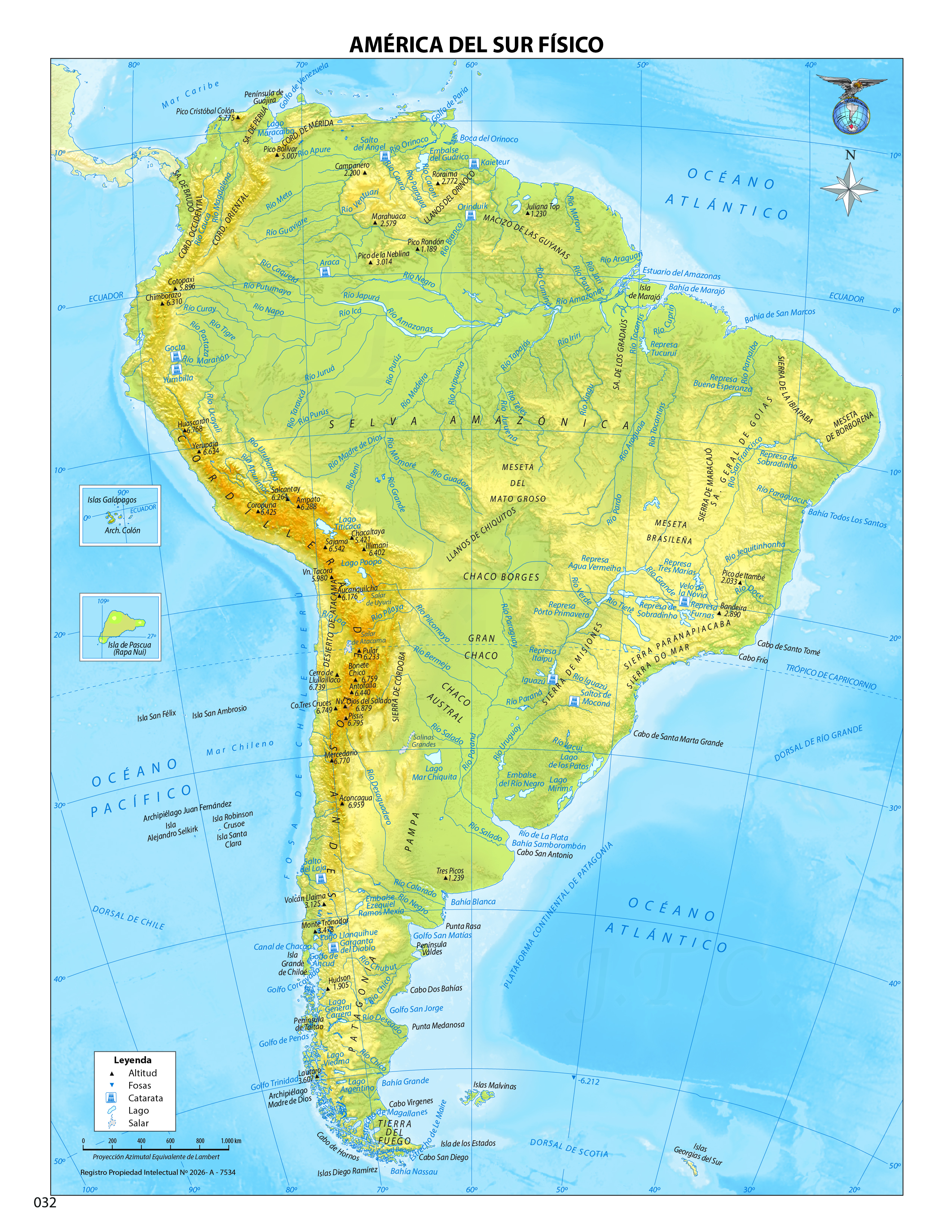 Mapa América del Sur físico
