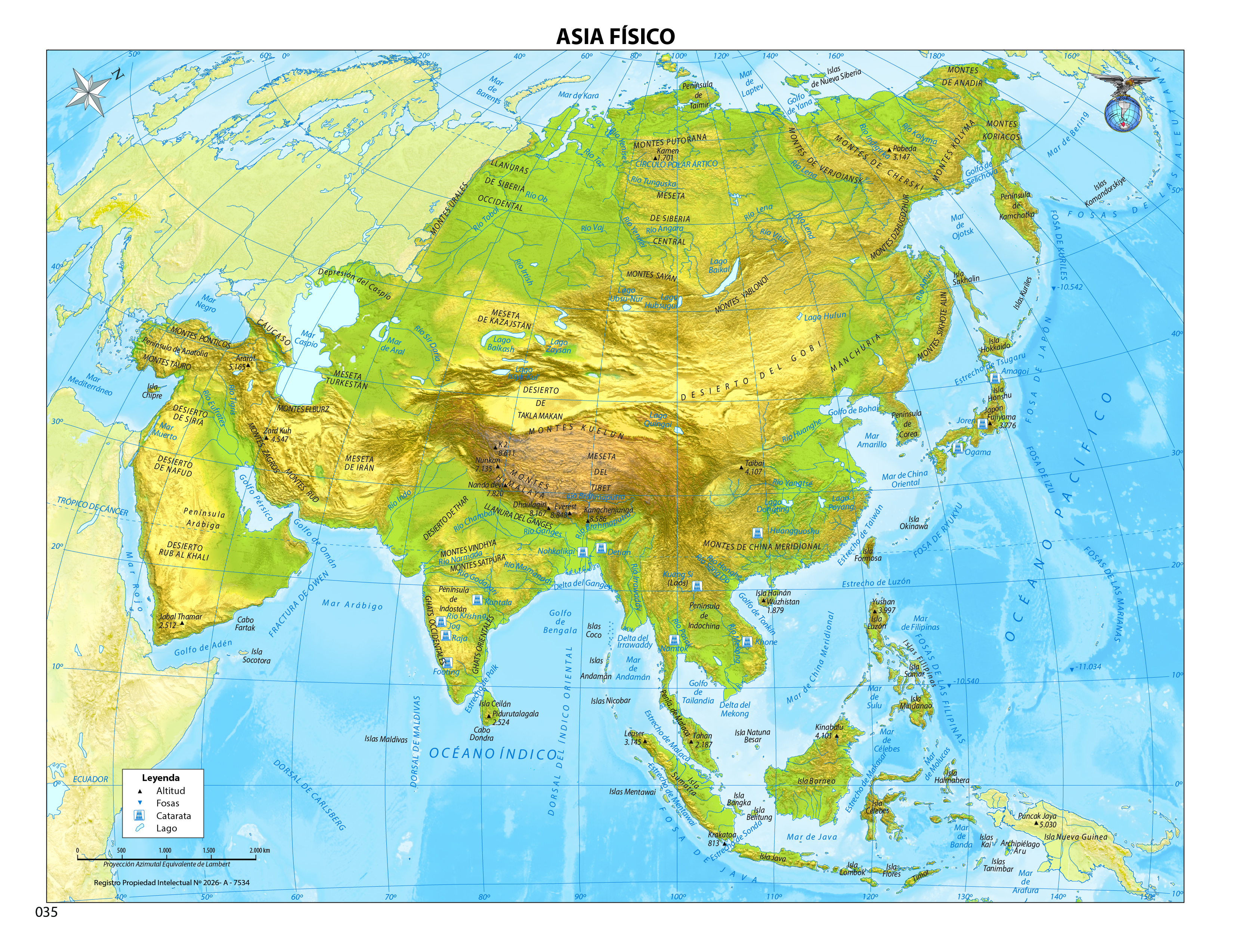 Mapa Asia físico
