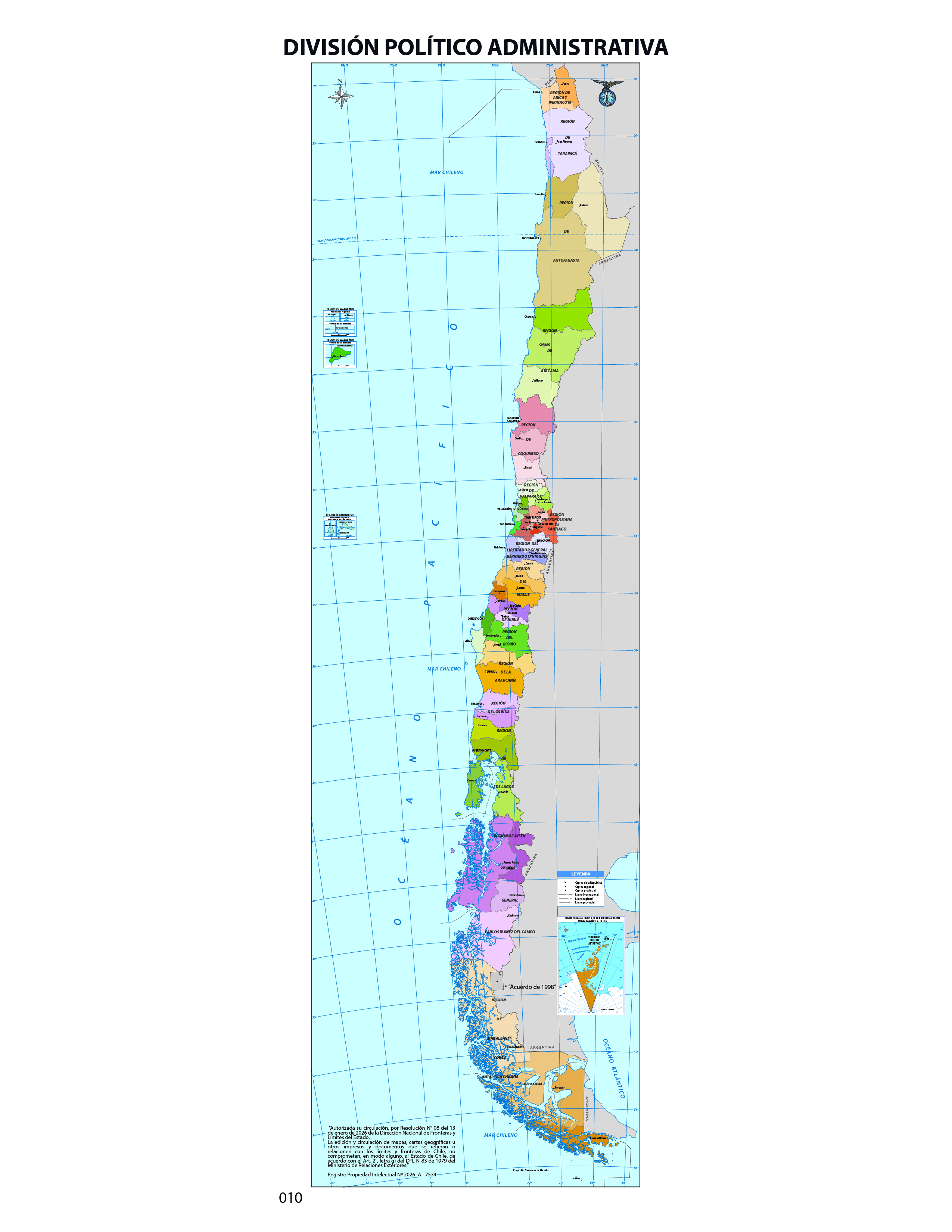 Mapa de Chile división político administrativa
