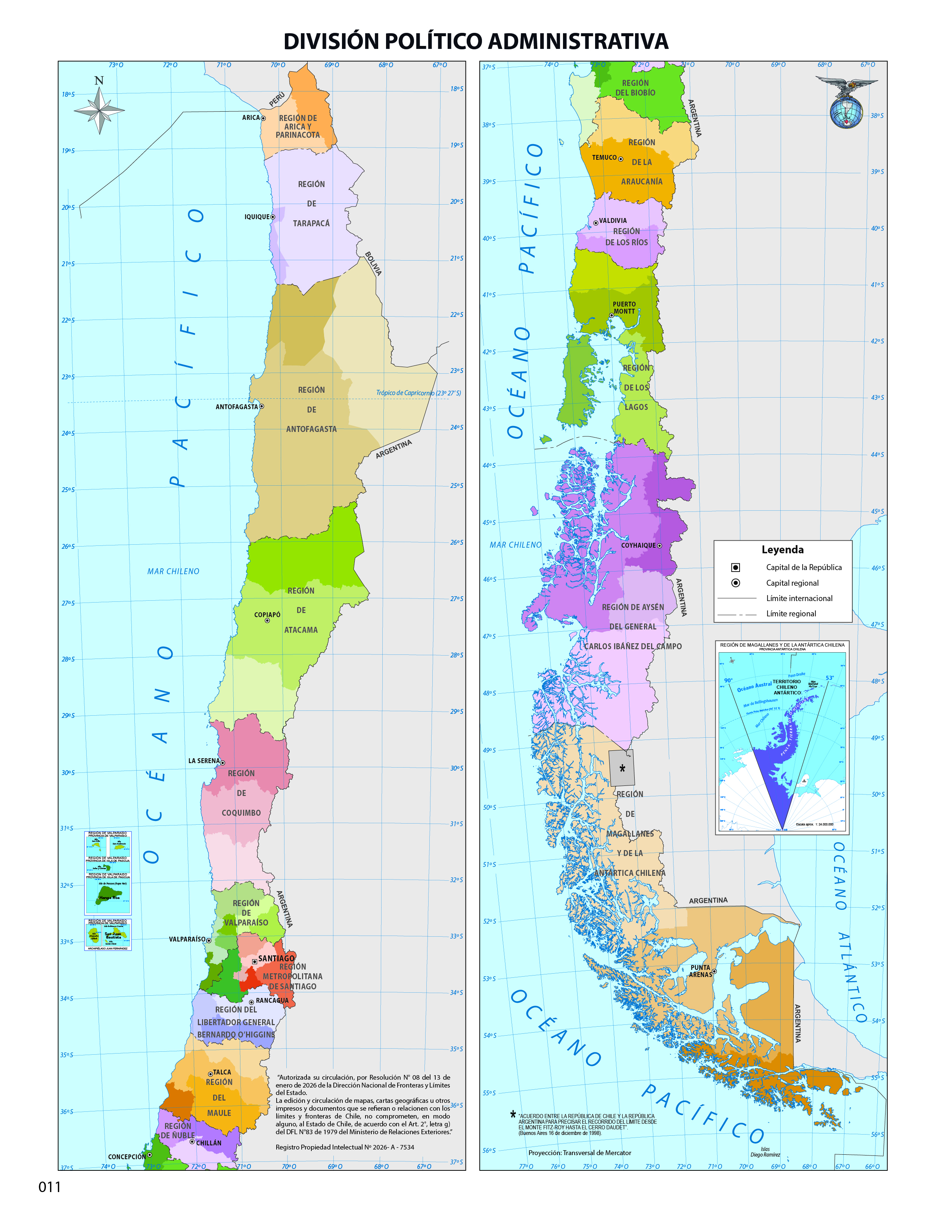 Mapa de Chile división político administrativa