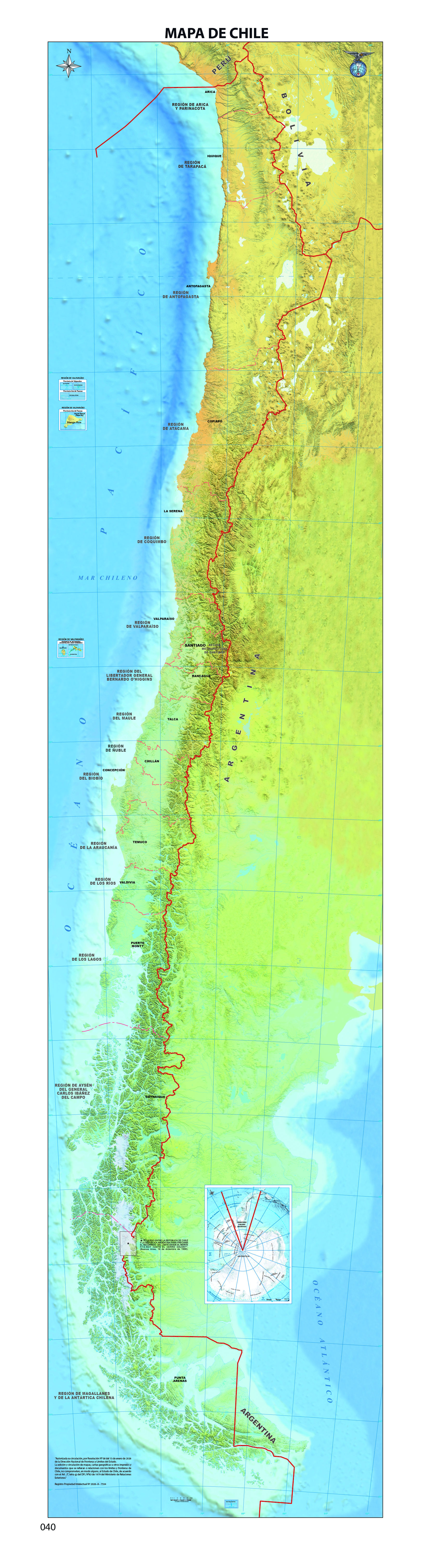 Mapa de Chile físico