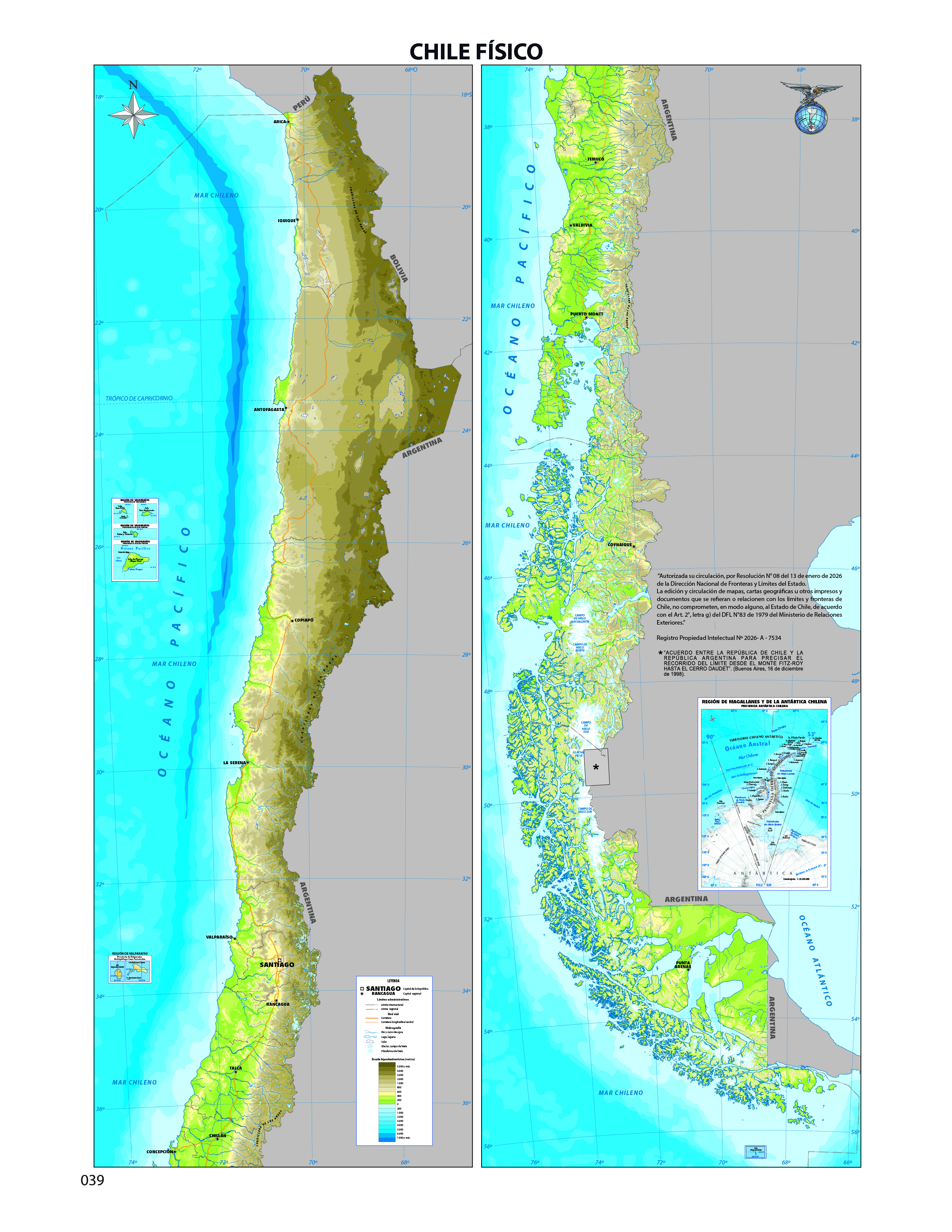 Mapa de Chile físico