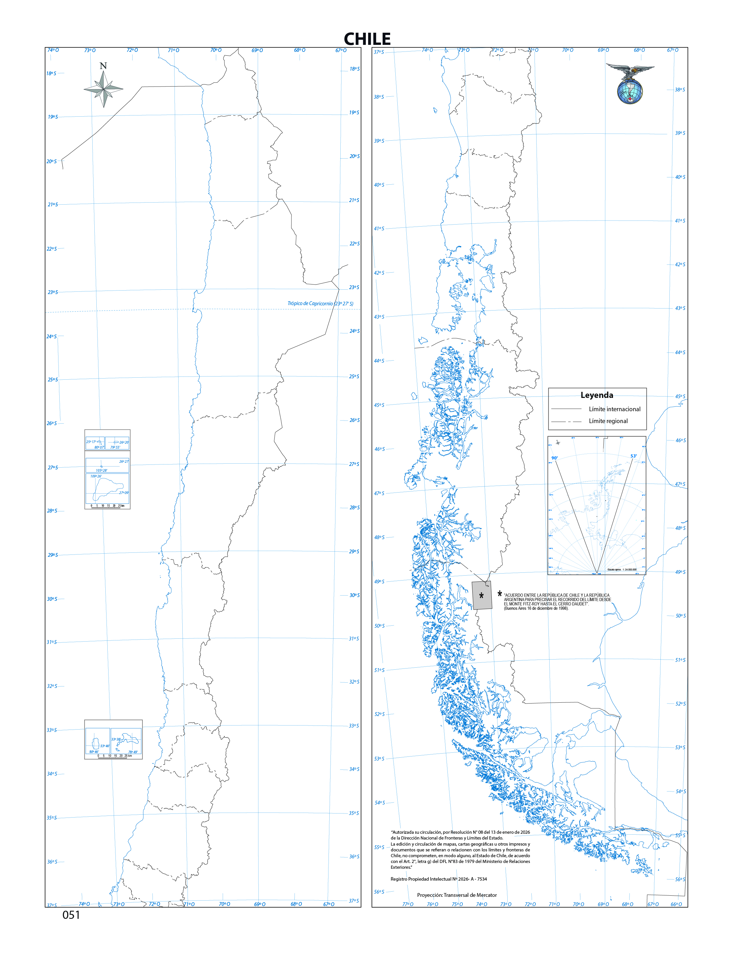 Mapa de Chile mudo