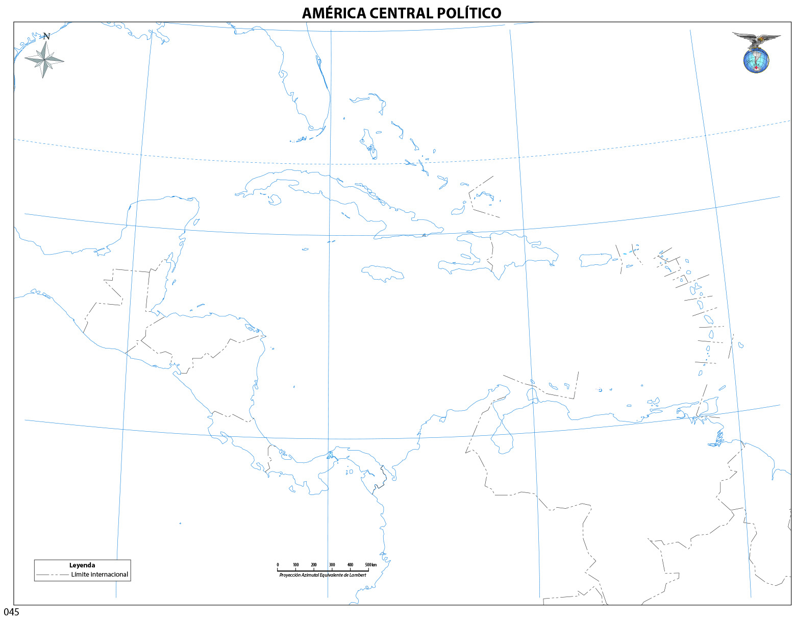Mapa Mudo América Central Político