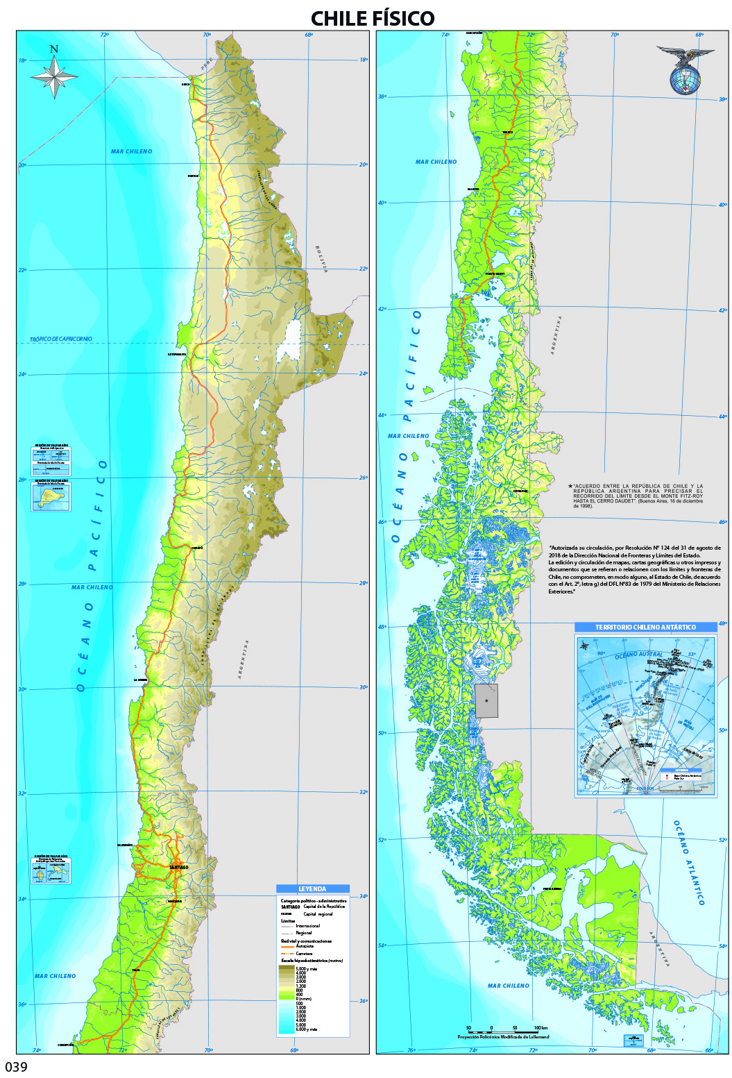 Mapa de Chile Físico