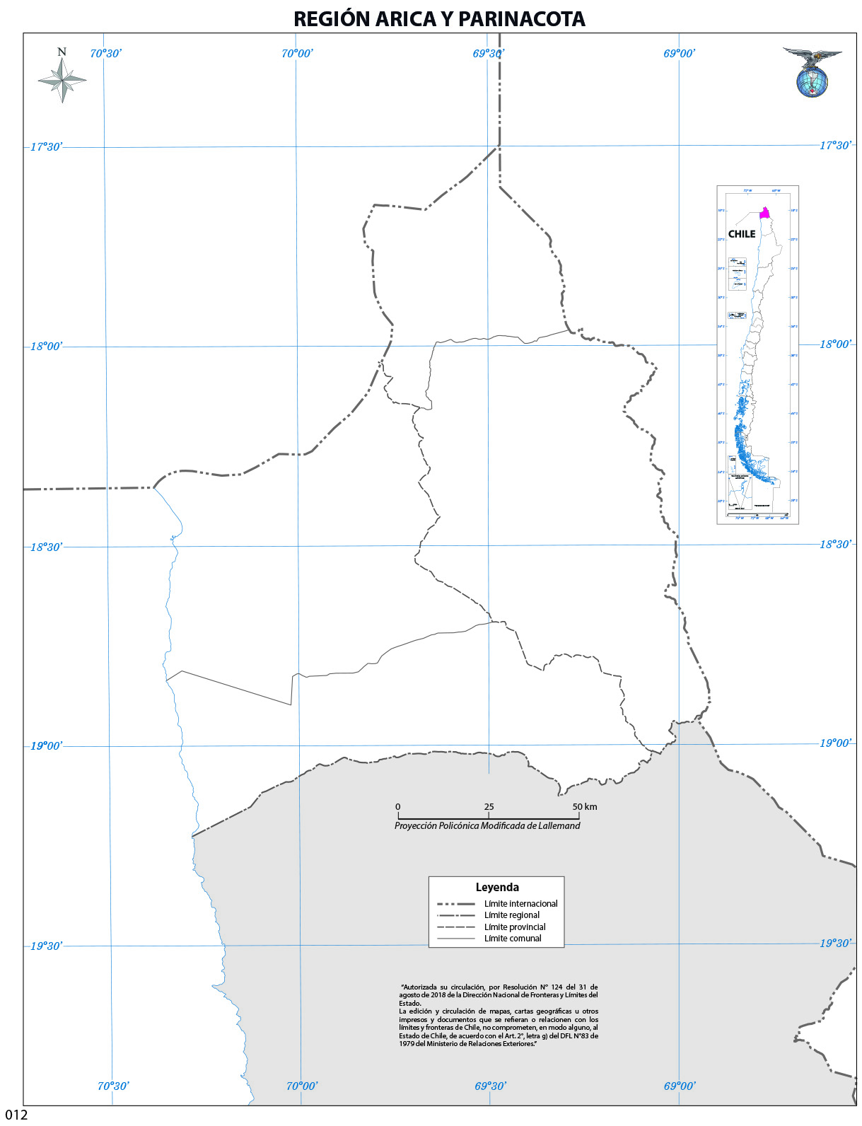 Mapa Mudo Región Arica y Parinacota