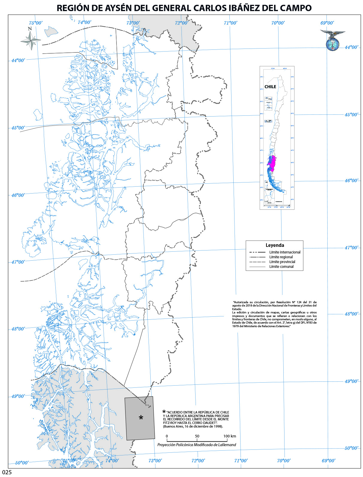 Mapa Mudo Región de Aysén del General Carlos Ibáñez del Campo