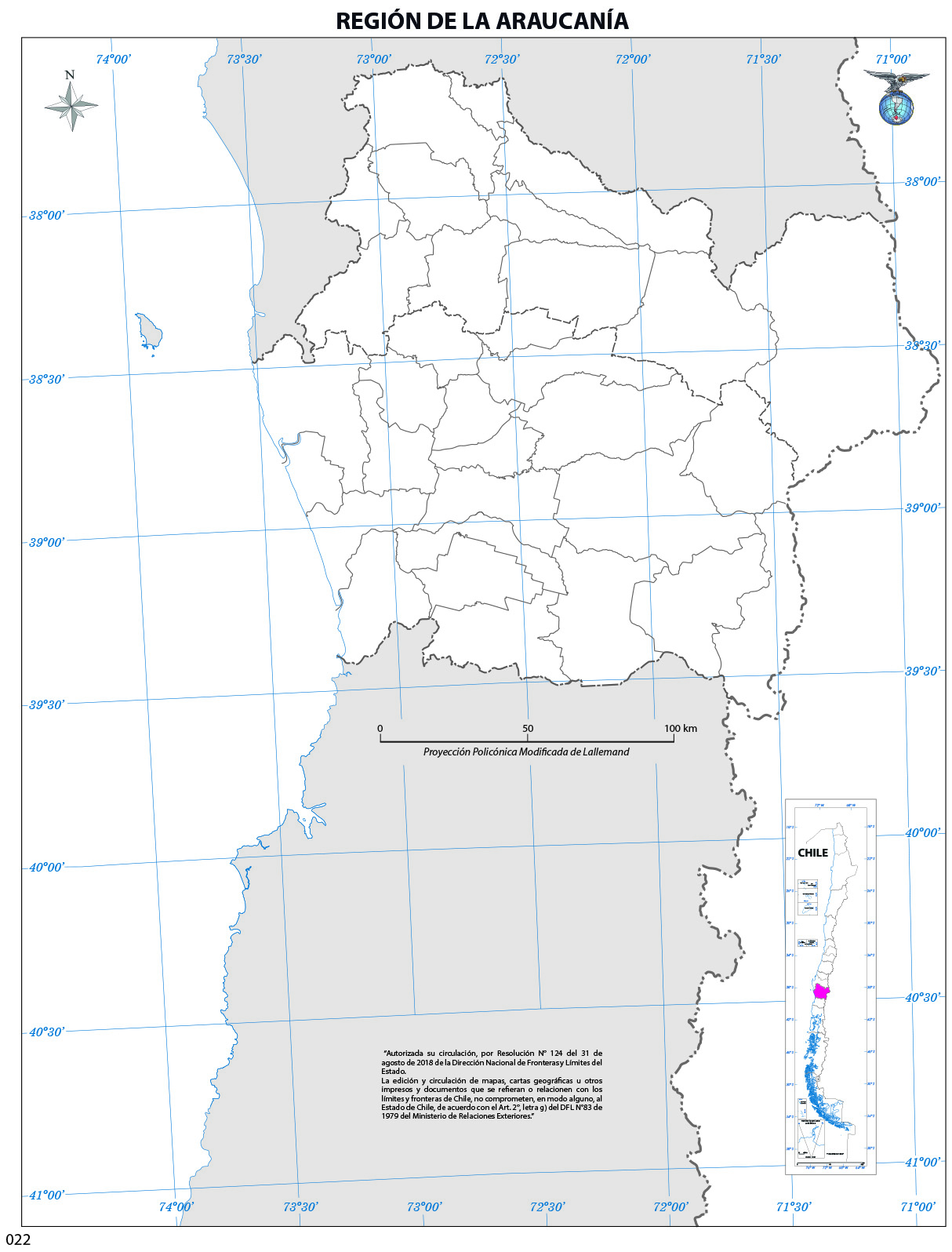 Mapa Mudo Región de la Araucanía