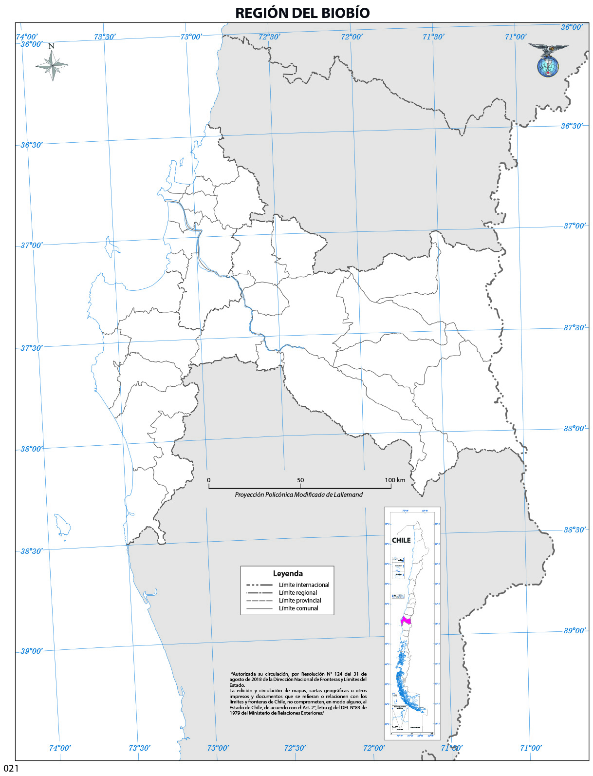 Mapa Mudo Región del Biobío