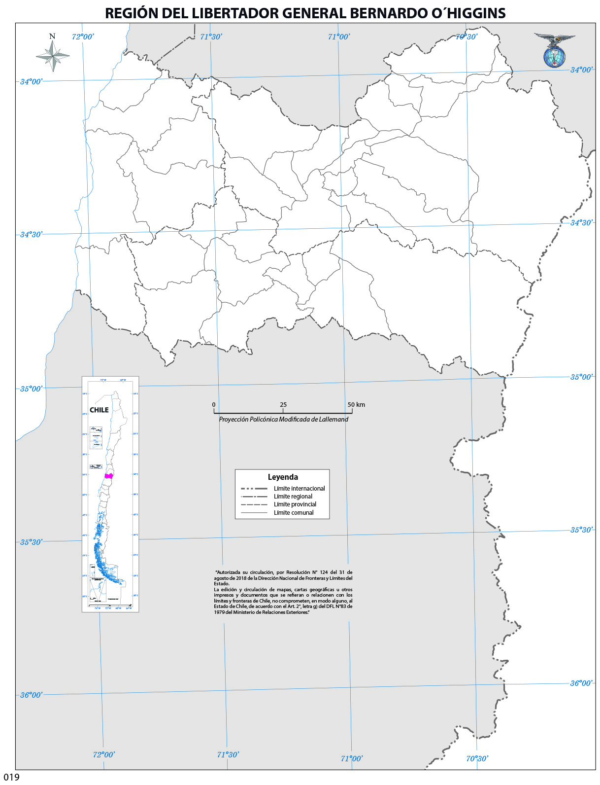 Mapa Mudo Región del Libertador General Bernardo O'Higgins