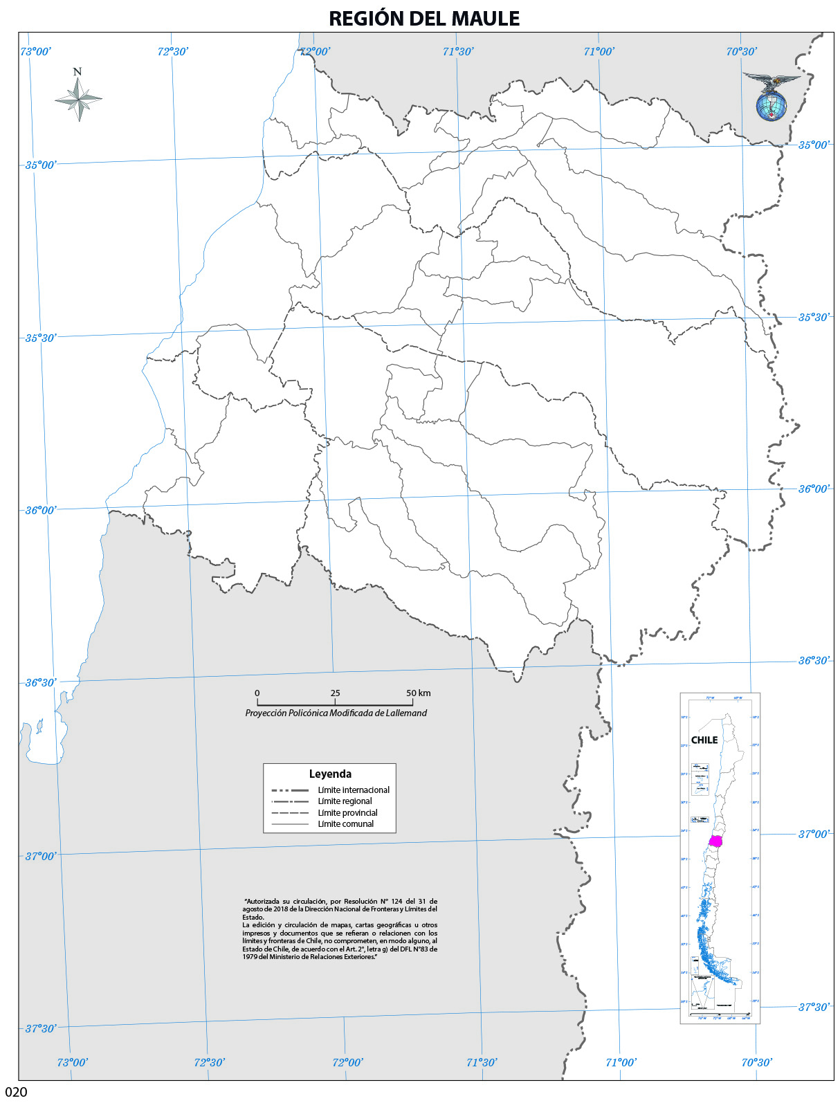 Mapa Mudo Región del Maule