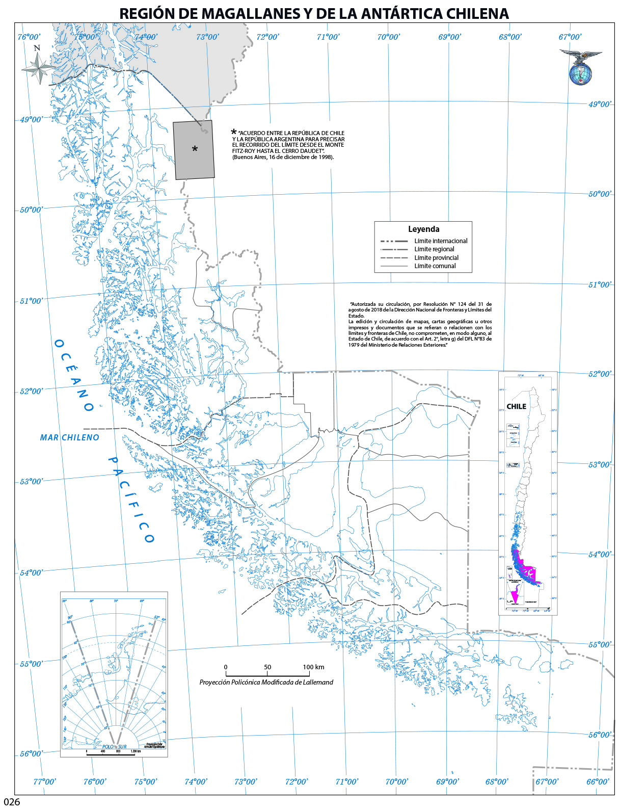 Mapa Mudo Región de Magallanes y de la Antártica Chilena